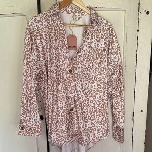 Women's Pink Leopard Button-Down Shirt